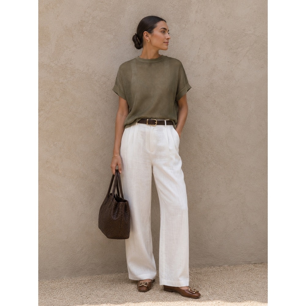 Q2 Womens Knit Top Olive Sleeveless Textured Crew Neck Pullover